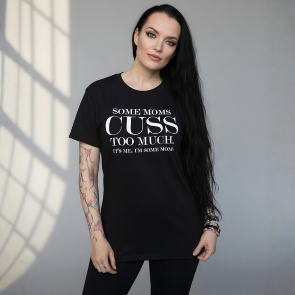 Fashion Nova Some Moms Cuss Too Much Graphic Tee Black Cotton Crew Sz 2XL NWT